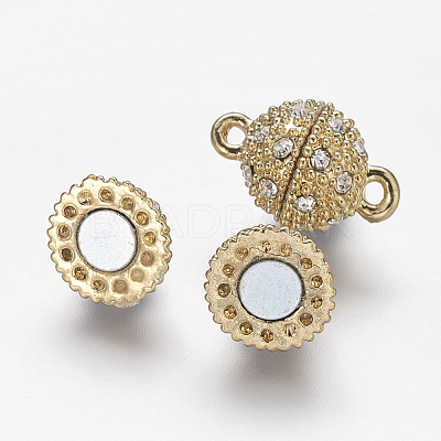 Alloy Rhinestone Magnetic Clasps with Loops LS-X-RB-H116-2-G-1