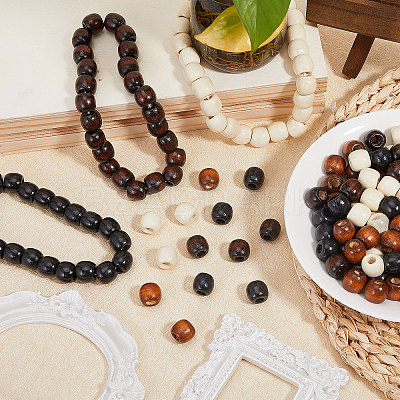 400Pcs 4 Colors Wood European Beads WOOD-GL0001-15-1