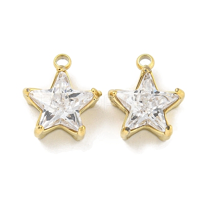 PVD Vacuum Plating 304 Stainless Steel Cubic Zirconia Pendants STAS-L278-008G-1