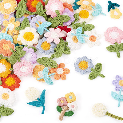 42Pcs 21 Styles Flower Computerized Embroidery Cloth Patches PATC-TA0001-27-1