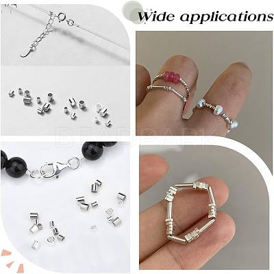 100Pccs 4 Styles 925 Sterling Silver Tube Beads STER-AR0001-06-1