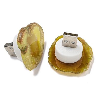 Dyed & Heatsd Natural Agate Slice USB Night Light Decoration G-Q170-10F-1