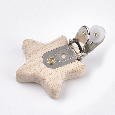 Beech Wood Baby Pacifier Holder Clips WOOD-T015-09-1