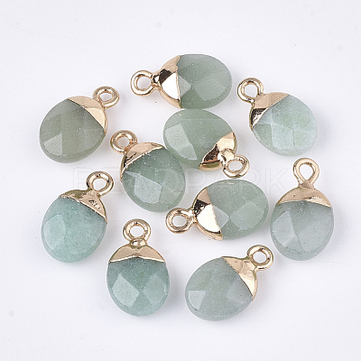 Electroplate Natural Green Aventurine Charms G-S344-09J-1
