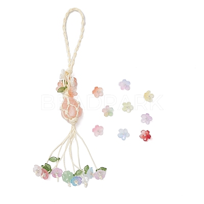 9Pcs 9 Colors Two Tone Glass Charms PALLOY-JF04513-1