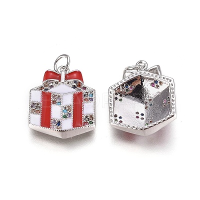 Brass Cubic Zirconia Pendants ZIRC-I028-01P-1