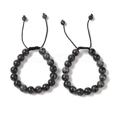 10mm Round Natural Larvikite Braided Bead Bracelets BJEW-C067-01C-07-1