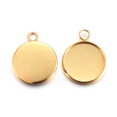 Rack Plating 304 Stainless Steel Pendant Cabochon Settings X-STAS-F191-14G-D-1