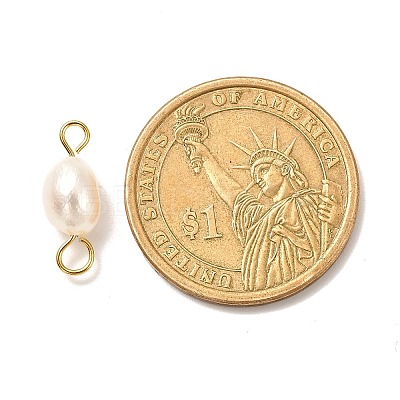 Natural Cultured Freshwater Pearl Beads Links Connectors X1-PALLOY-JF00941-02-1