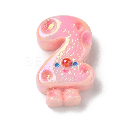 Electroplate Number Theme Resin Beads RESI-Q015-01C-1