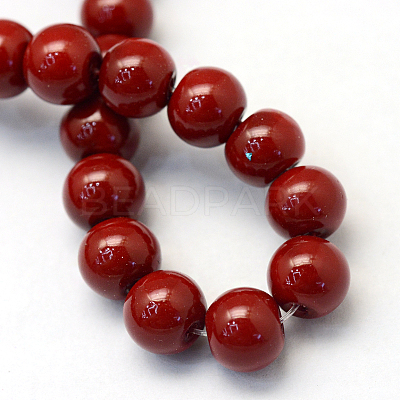 Baking Paint Glass Pearl Round Bead Strands HY-Q003-10mm-35-1