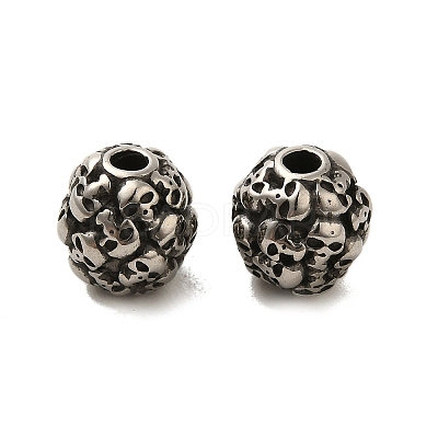 Retro Rondelle Skull 316 Stainless Steel European Large Hole Beads LS-STAS-F072-05-01-1