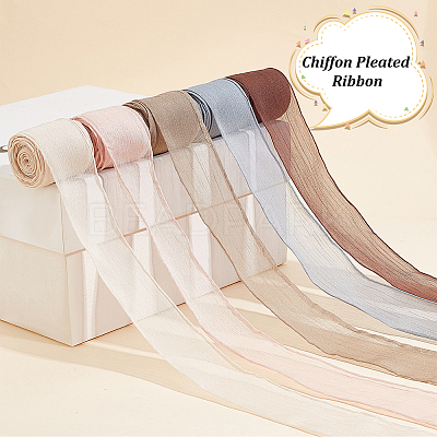 5 Rolls 5 Colors Polyester Ribbon OCOR-PH0002-74-1