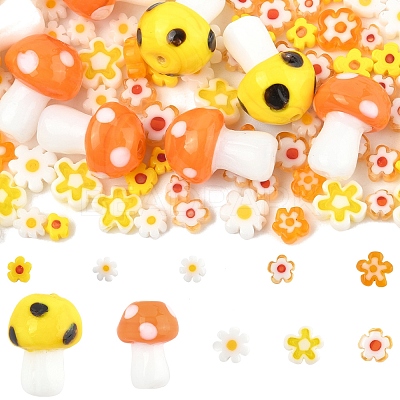 156Pcs 10 Styles Handmade Millefiori Glass Beads LAMP-FS0001-32-1