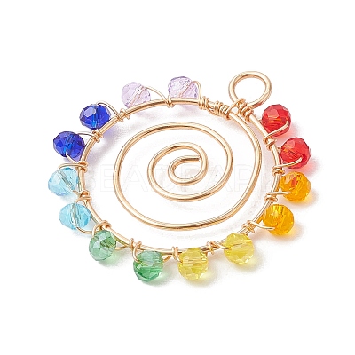 Chakra Baking Paint Glass Pendant PALLOY-JF02745-02-1