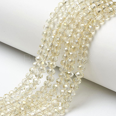 Electroplate Transparent Glass Beads Strands EGLA-A034-T6mm-H03-1