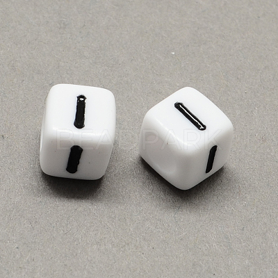 Large Hole Acrylic Letter European Beads X-SACR-Q103-6mm-01I-1