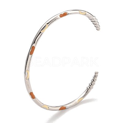 Brass Enamel Cuff Bangles for Women BJEW-G703-08B-P-1