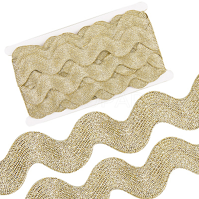 10 Yard Metallic Polyester Wavy Fringe Trim Ribbon SRIB-GF0001-38T-1