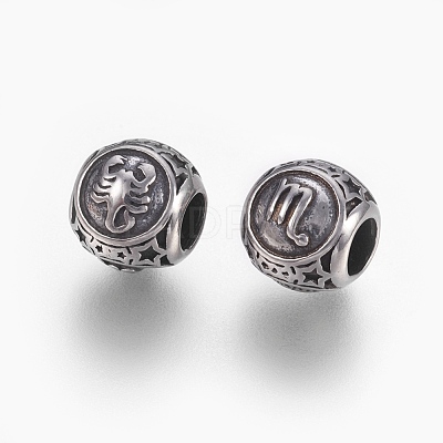 316 Surgical Stainless Steel European Beads STAS-F195-128P-09-1