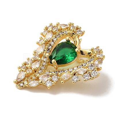 Rack Plating Brass Micro Pave Cubic Zirconia Pendants KK-U027-10G-1