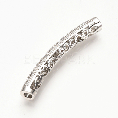 Brass Micro Pave Cubic Zirconia Tube Beads ZIRC-T004-75P-1