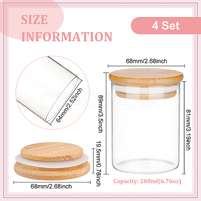 Glass Storage Jar with Suction Bamboo Lid CON-WH0089-45-1