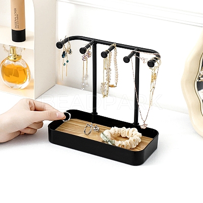 PP Necklace Display Stands with Wooden Tray PW-WG356B9-02-1