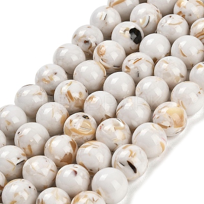 Assembled Synthetic Stone and Trochus Shell Beads Strands G-B128-08D-01-1