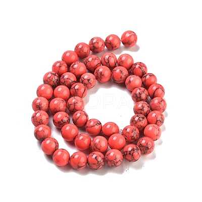 Dyed Synthetic Turquoise Gemstone Bead Strands TURQ-R032-8mm-XSS18-1