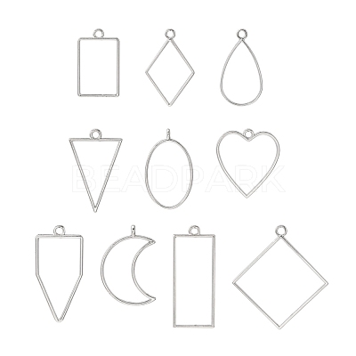10Pcs Alloy Open Back Bezel Pendants PALLOY-YWC0002-02P-1