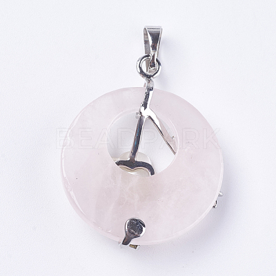 Natural Rose Quartz Pendants G-F546-A10-1