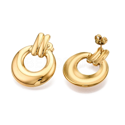 Ion Plating(IP) 304 Stainless Steel Stud Earrings EJEW-G395-36G-1
