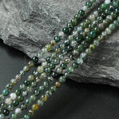 Natural Moss Agate Bead Strands G-K146-07-3mm-1