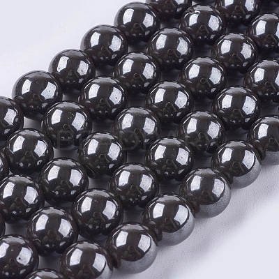 Magnetic Synthetic Hematite Beads Strands X-G-Q893-10mm-1