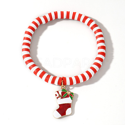 Elegant Christmas Handmade Polymer Clay Heishi Beaded Stretch Bracelets MV9996-13-1