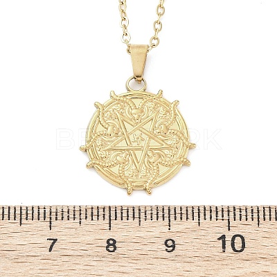 Demon Goat Pentagram 304 Stainless Steel Pendant Necklaces NJEW-M096-39G-1