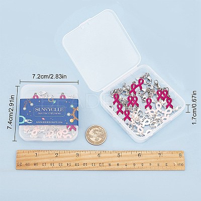 October Breast Cancer Pink Awareness Ribbon Alloy Enamel Pendants ENAM-SC0001-69-1