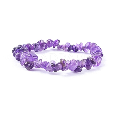 Amethyst Chips Stretch Bracelets BJEW-JB01308-03-1