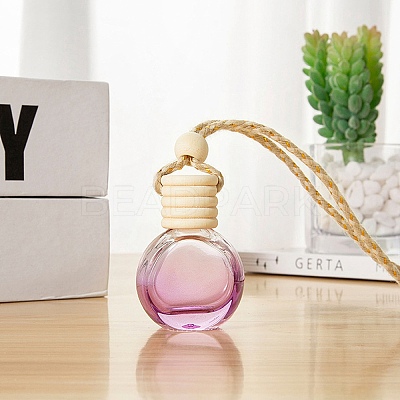 Empty Glass Perfume Bottle Pendants with Wood Cap PW-WG32648-09-1
