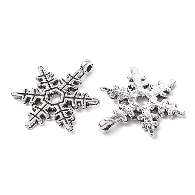 Christmas Snowflake Tibetan Style Alloy Pendants TIBEP-YW0001-58-1
