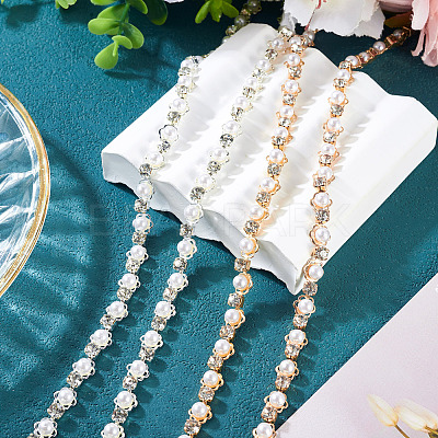 2Pcs 2 Colors Flower Iron Rhinestone Cup Chains FIND-TA0008-01-1