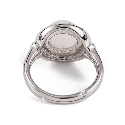 Natural Rose Quartz Round Adjustable Rings RJEW-K271-04P-09-1