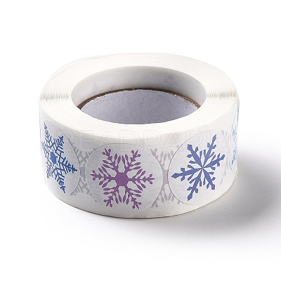 Christmas Themed Flat Round Roll Stickers X-DIY-B045-04A-1