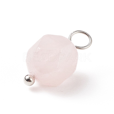 Faceted Natural Rose Quartz Pendants PALLOY-JF01694-04-1
