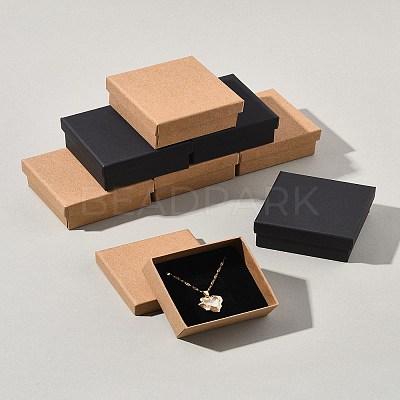 12Pcs 2 Colors Cardboard Paper Jewelry Set Boxes CBOX-FS0001-01-1