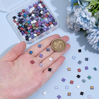 240Pcs 8 Colors 2-Hole Opaque Glass Seed Beads SEED-ME0001-06-1