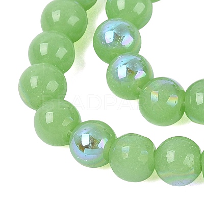Electroplate Imitation Jade Glass Beads Strands EGLA-Q132-6MM-01B-08-1