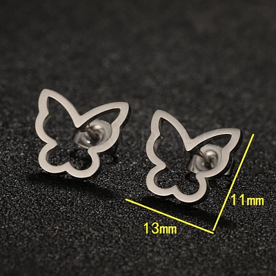 Tarnish Resistant 304 Stainless Steel Stud Earrings with 316 Surgical Stainless Steel Pins PW-WG57925-06-1