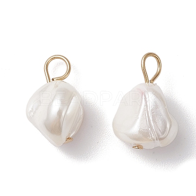 Electroplated Shell Pearl Nuggets Charms PALLOY-JF04641-01-1